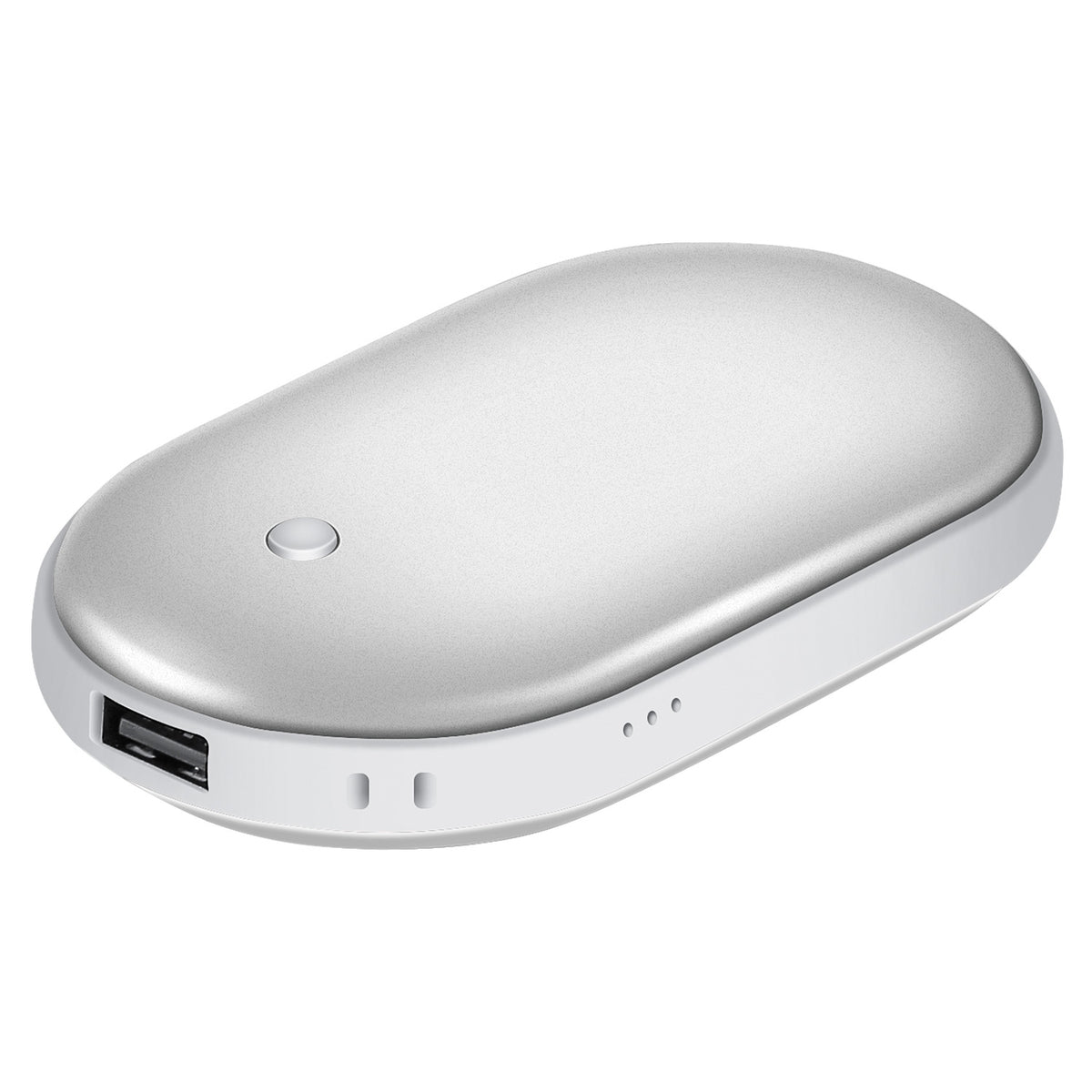 ROSELUXE Rechargeable Hand Warmer & 5000mAh Power Bank - Double-Sided Heat, 3 Levels Silver