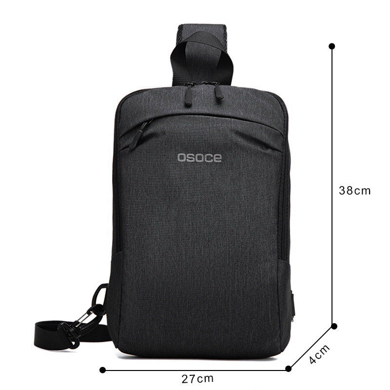 Trendy Men's Chest Bag Oxford Cloth Outdoor Casual Messenger Black 22x9x34cm