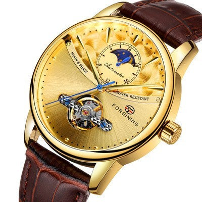 Automatic mechanical watch men's watch Golden brown belt