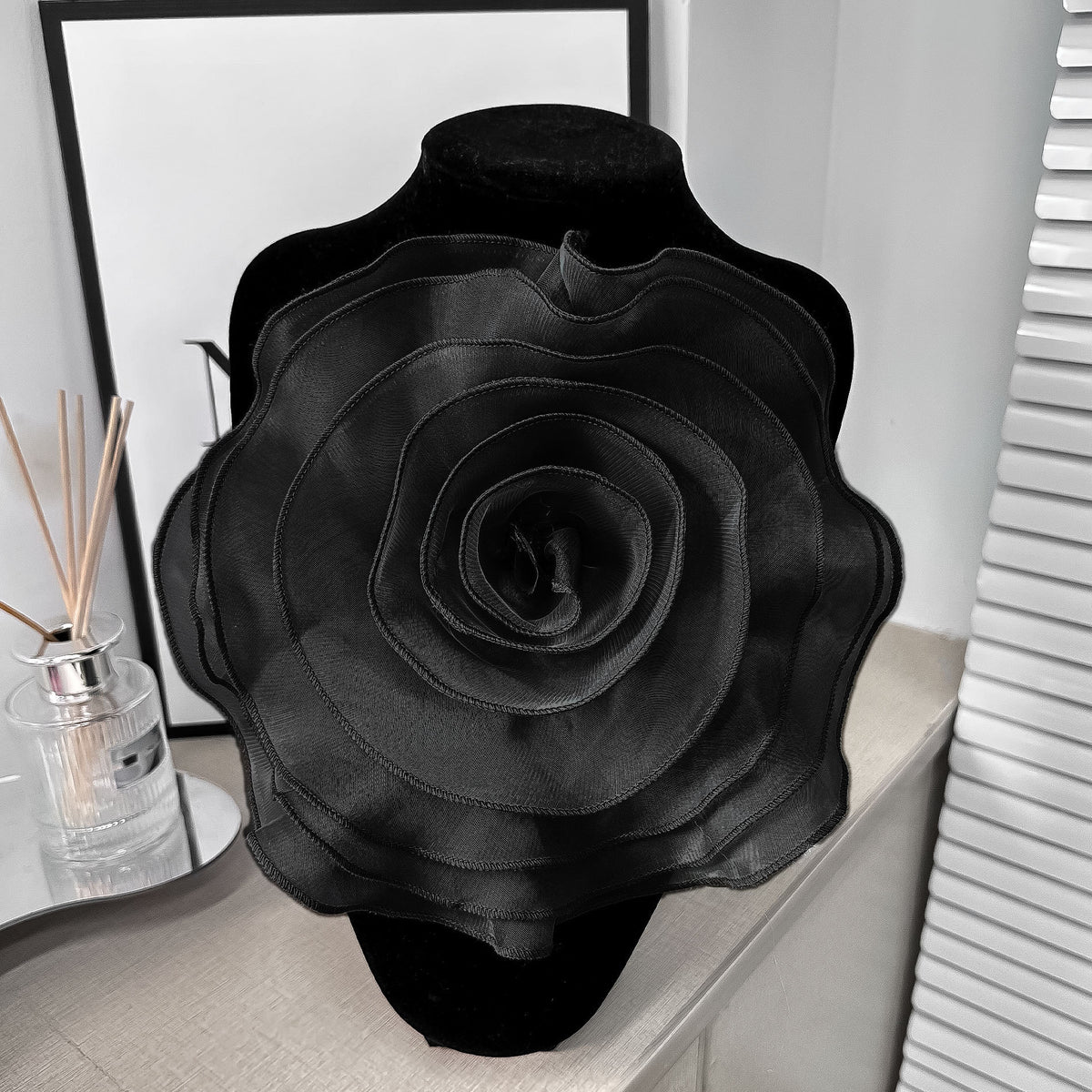 Simple Three-dimensional Flower Decoration Dress Removable Corsage Large Black