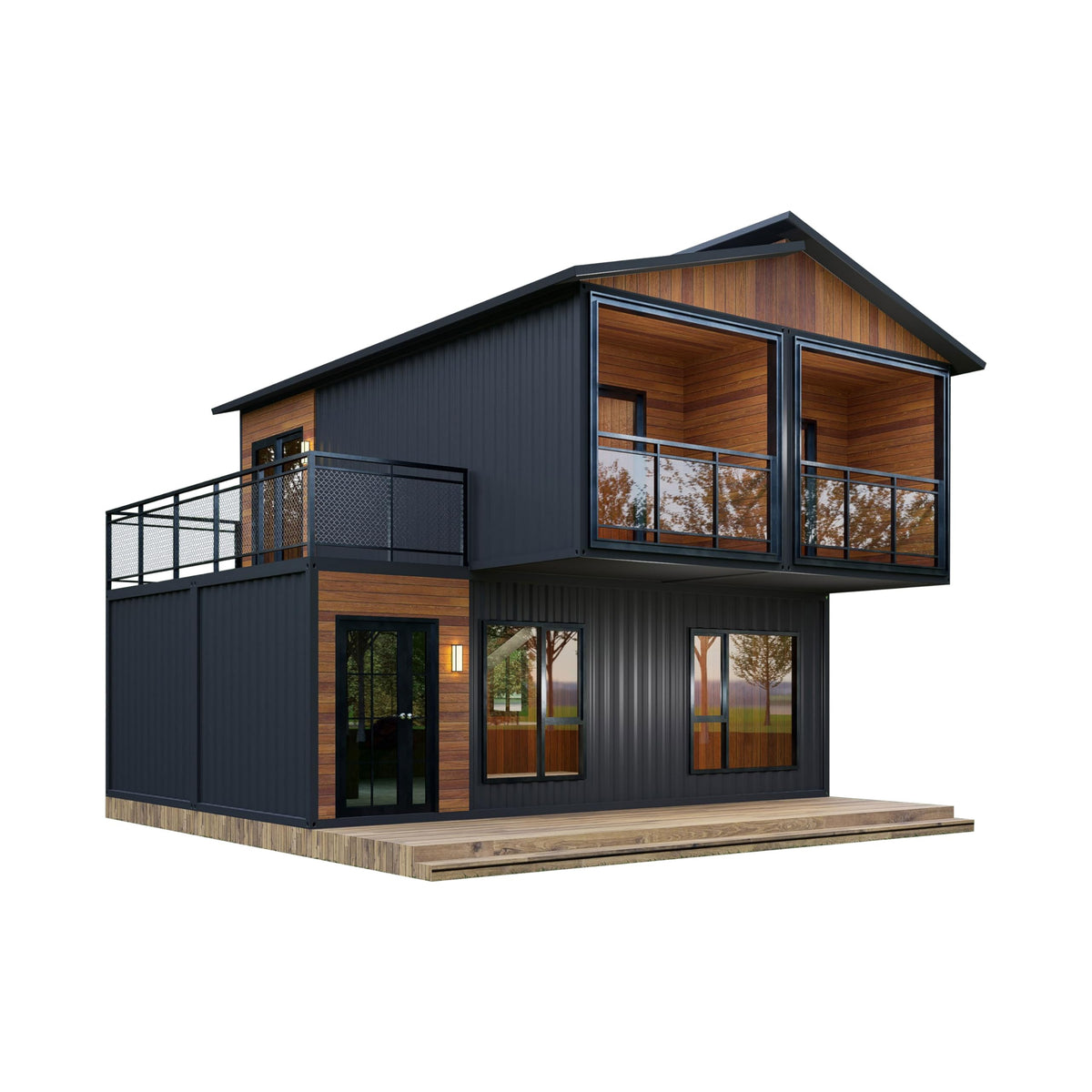 Barn Homes Flat Pack Double Story House - Foldable Tiny Home, 20ft & 40ft, Mobile & Modular