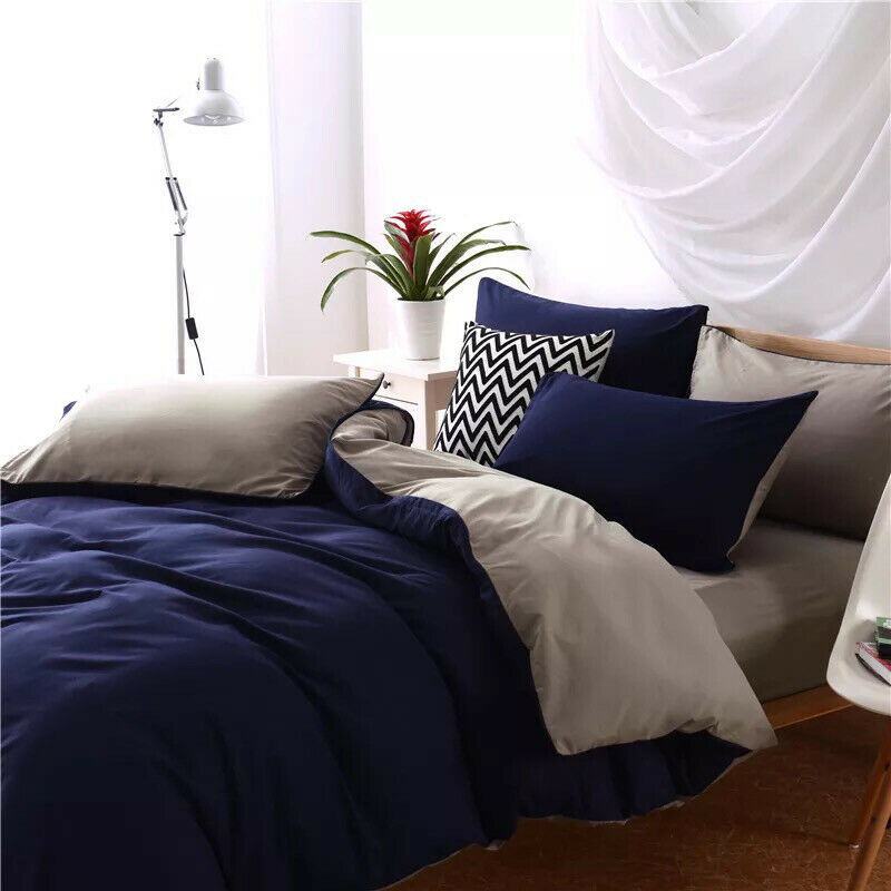 Bedding Set Dark Blue 2.0m