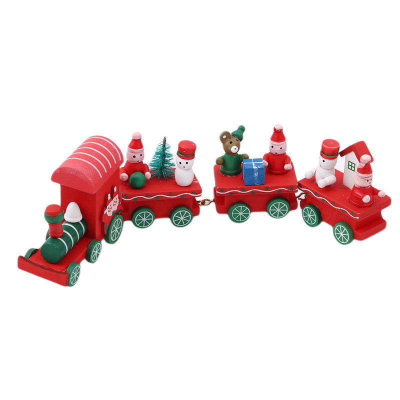 4pcs Mini Wood Train Toys B Red