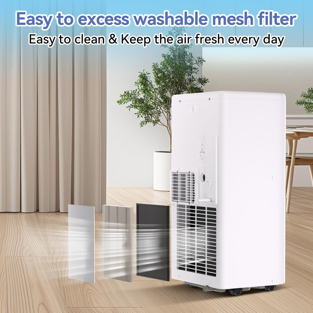 GarveeHome 10,000 BTU Portable Air Conditioners,3-In-1 Free Standing Cooling AC,Evaporative Air Cooler,3 IN 1 Portable AC Unit with Remote Control/LED Display/24Hrs Timer/Window Installation Kit