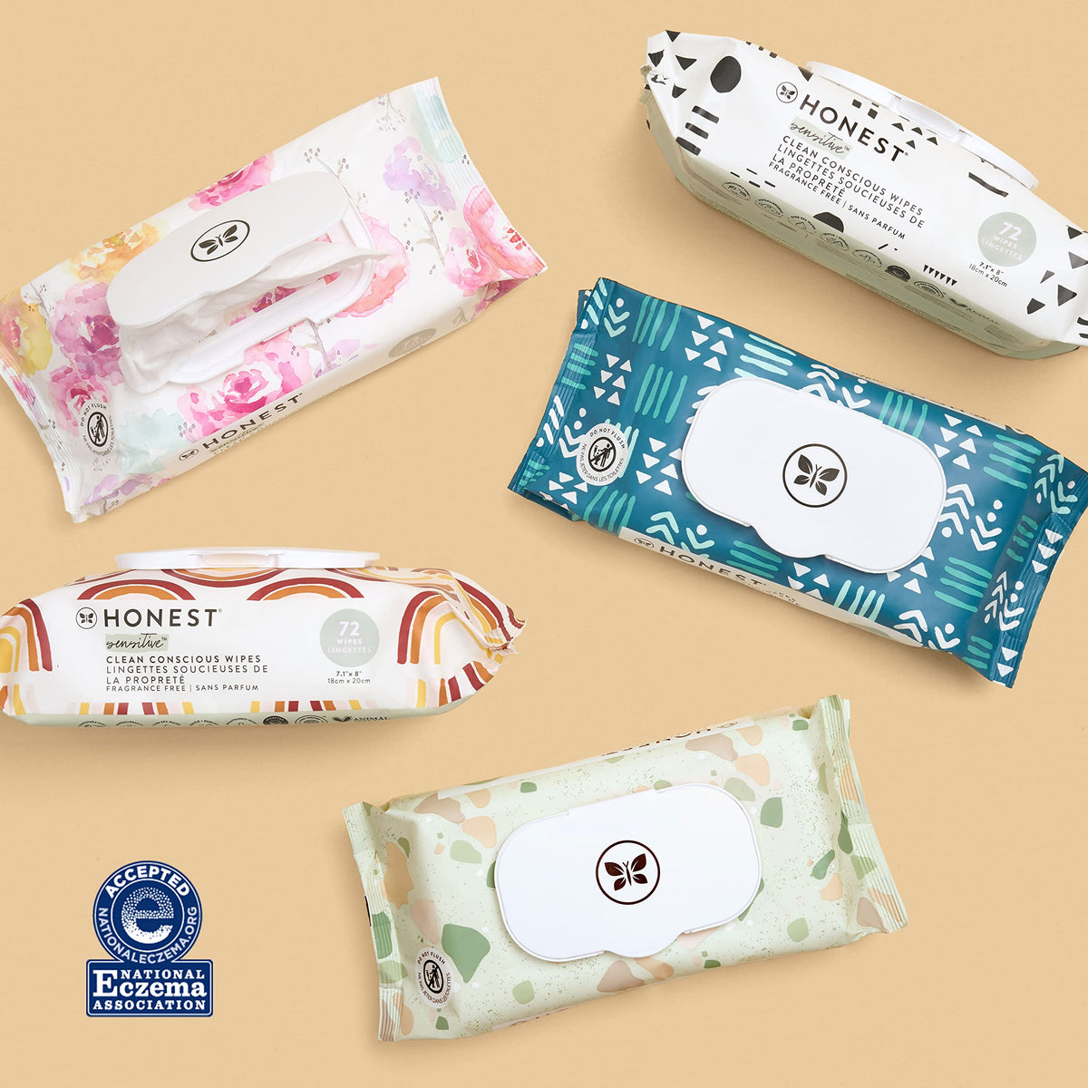 The Honest Company Clean Conscious Multi-Use Wipes | Hypoallergenic + Unscented for Sensitive Skin | Over 99% Water, Compostable, Plant Based, Baby Wipes | Pattern Play, 720 Count