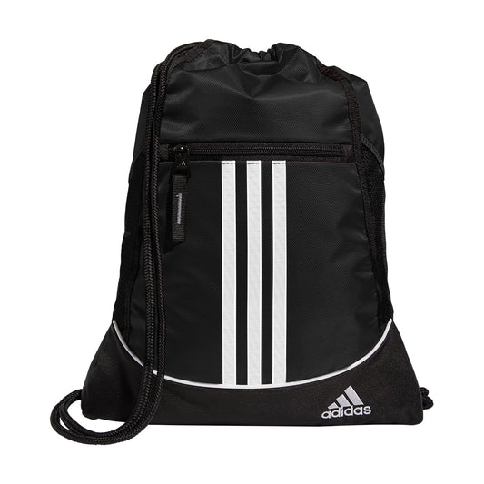 adidas Alliance Sackpack, Drawstring, Lightweight Small Gym Bag for Women, Soccer Backpack, Black, One Size