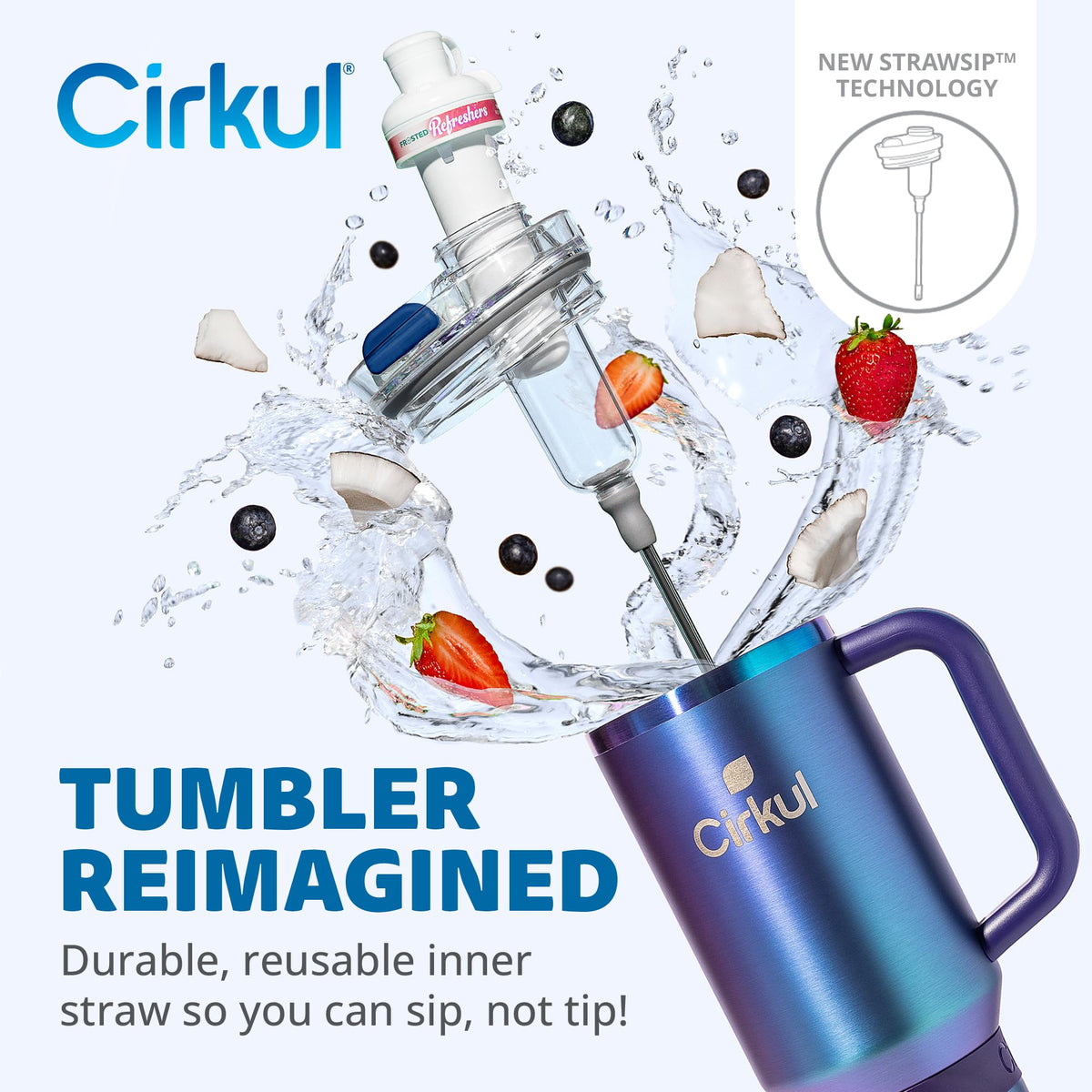 Cirkul 40oz. Chameleon Stainless Steel Tumbler with Handle, All-Day StrawSip, Double-Wall Insulated