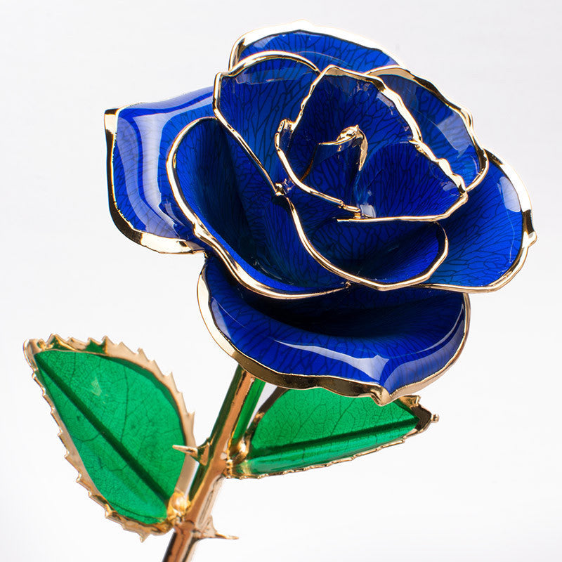 24K Gold-plated Rose Flower With A Gift Box Valentine's Day Gift Blue