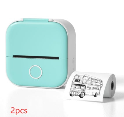 Portable Mini Thermal Label Printer Home Photo Printer Student Wrong Question Printer Bluetooth-compatible Mini Label Printer Price Tag All green 2pcs USB