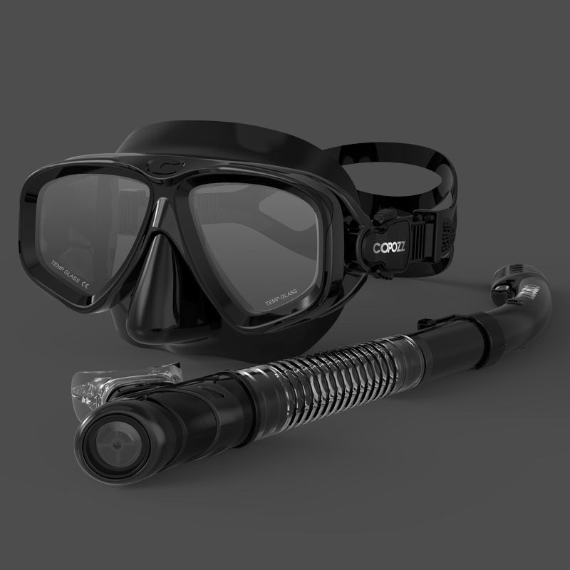 Diving Glasses Snorkel Set Black