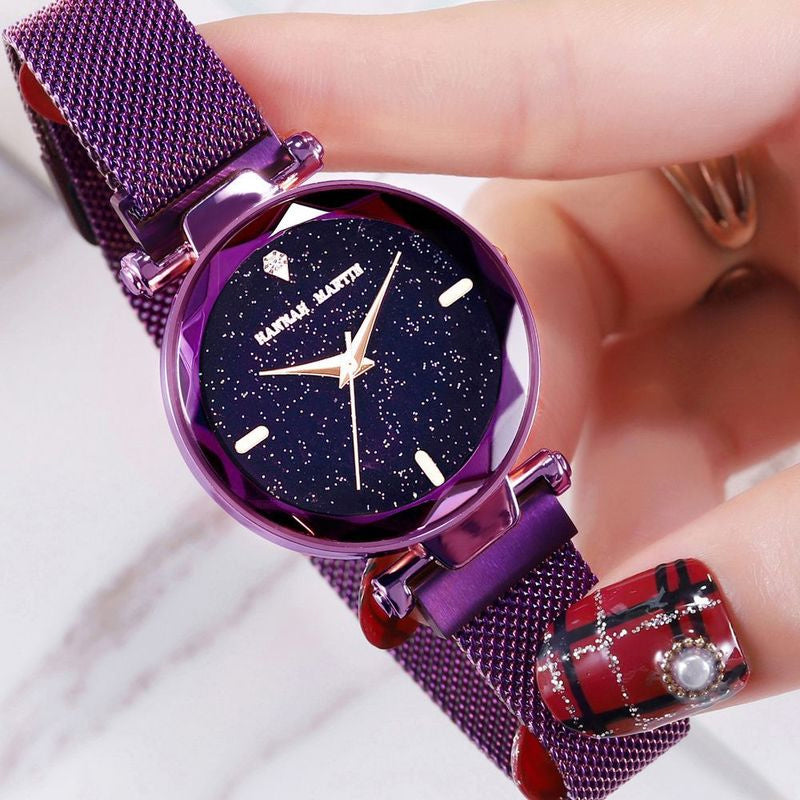 Starry female watch magnet watch Purple
