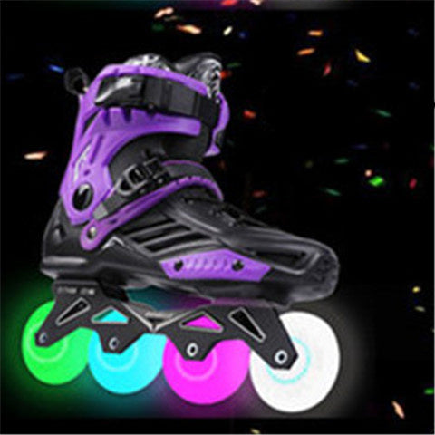 Inline Skates For Men And Women Black and purple flashing whee