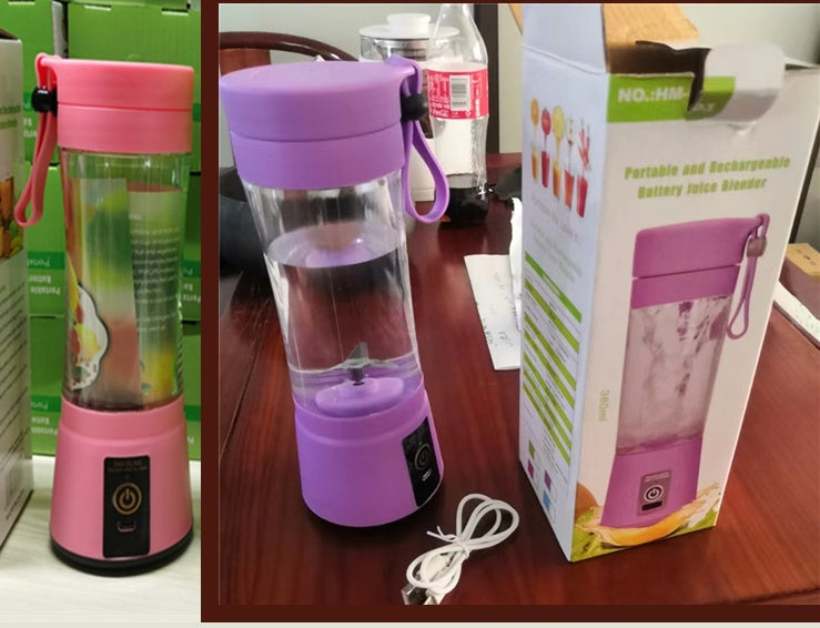 Portable Blender With USB Rechargeable Mini Kitchen Fruit Juice Mixer Home Simple Portable Electric Mini Juicer B Set Six Knives