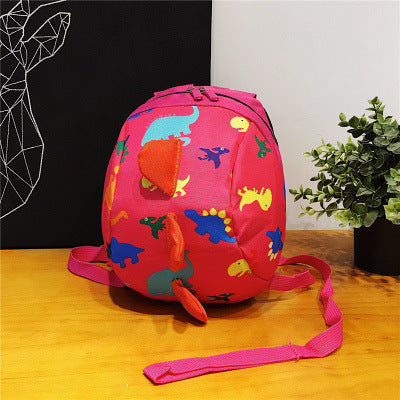 Dinosaur cartoon backpack Rose red