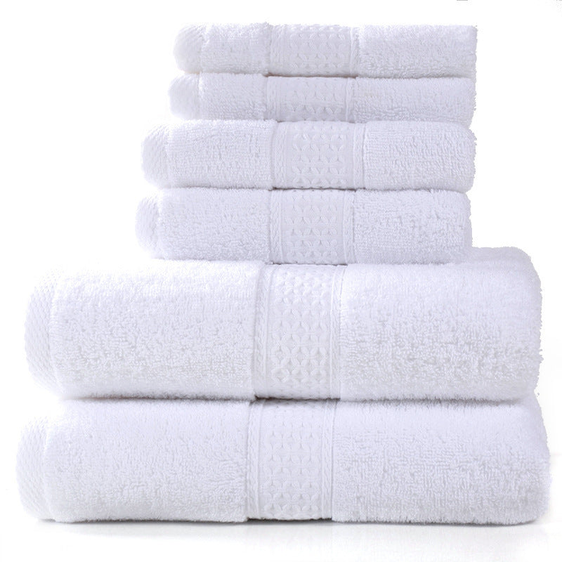 Cotton absorbent towel set of 3 pieces and 6 pieces White Q6pcs