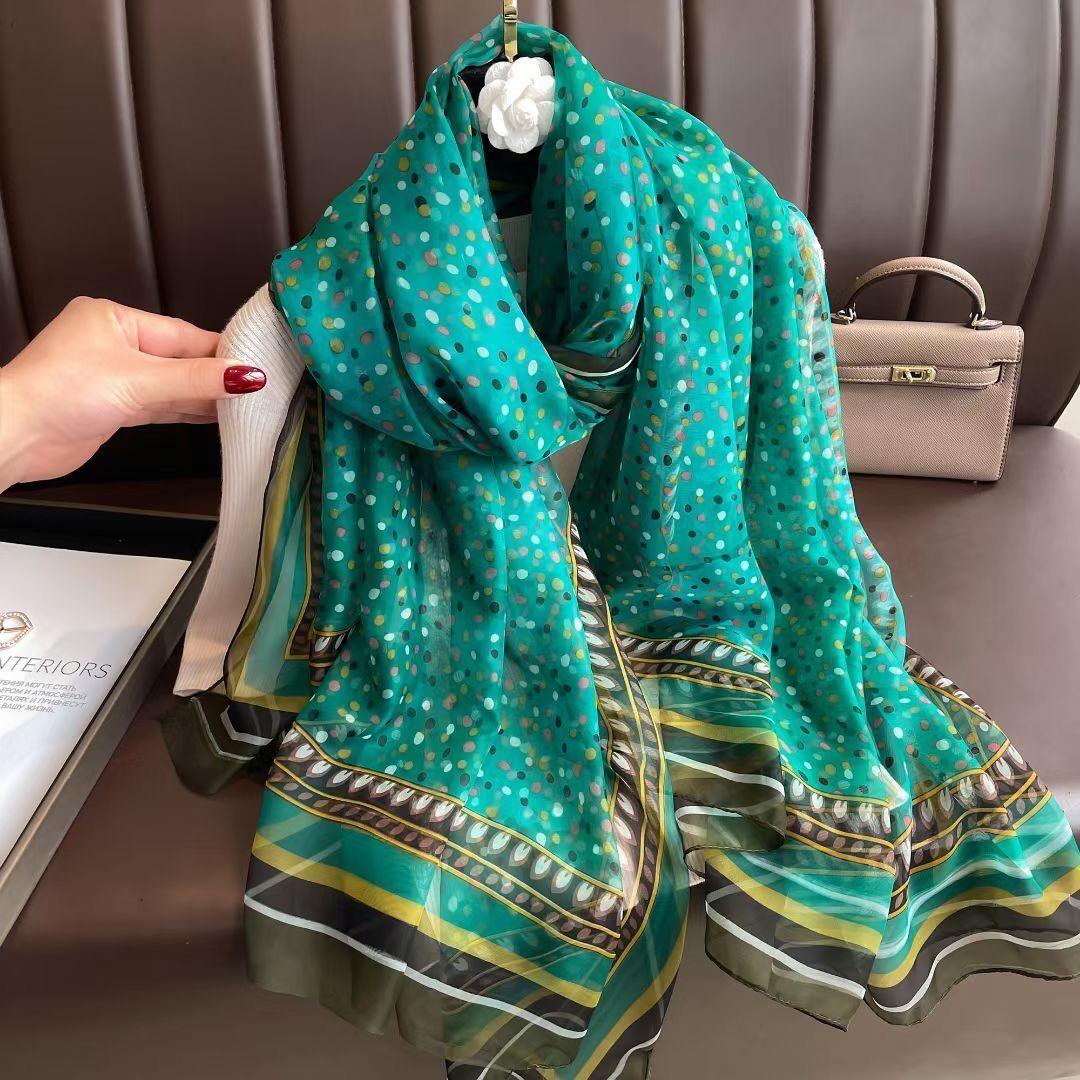 Silk All-matching Yousoft Scarf Long Elegant Scarf Blue Starry Sky 180CMto130CM