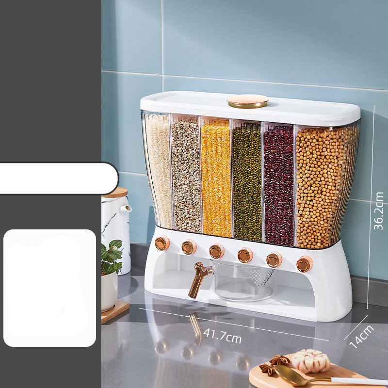 Kitchen Grains Separate Storage Box Compartment White