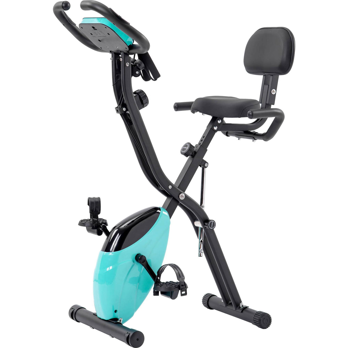 Folding Exercise Bike,Fitness Upright Recumbent X-Bike Adjustable Resistance Green