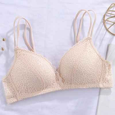 Lace Thin Clothes Without Steel Ring Push Up Bras Flesh