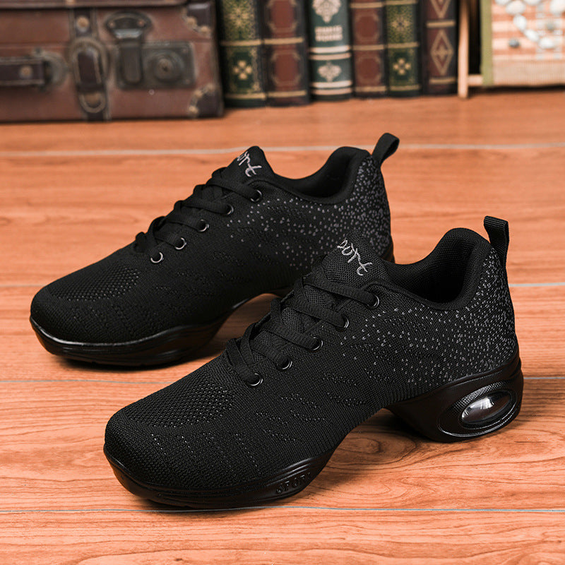 Spring And Summer Mid-heel Mesh Soft-soled Dance Shoes Modern Dance Shoes Black