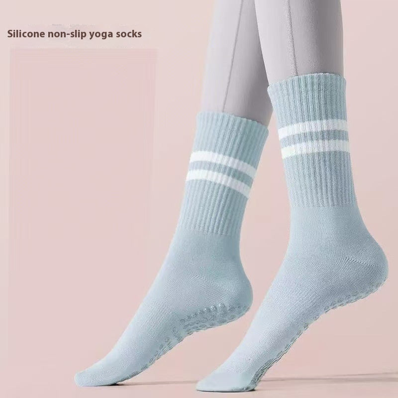 Mid-calf Yoga Socks Non-slip Professional Women's Fitness Light Purple Free Size
