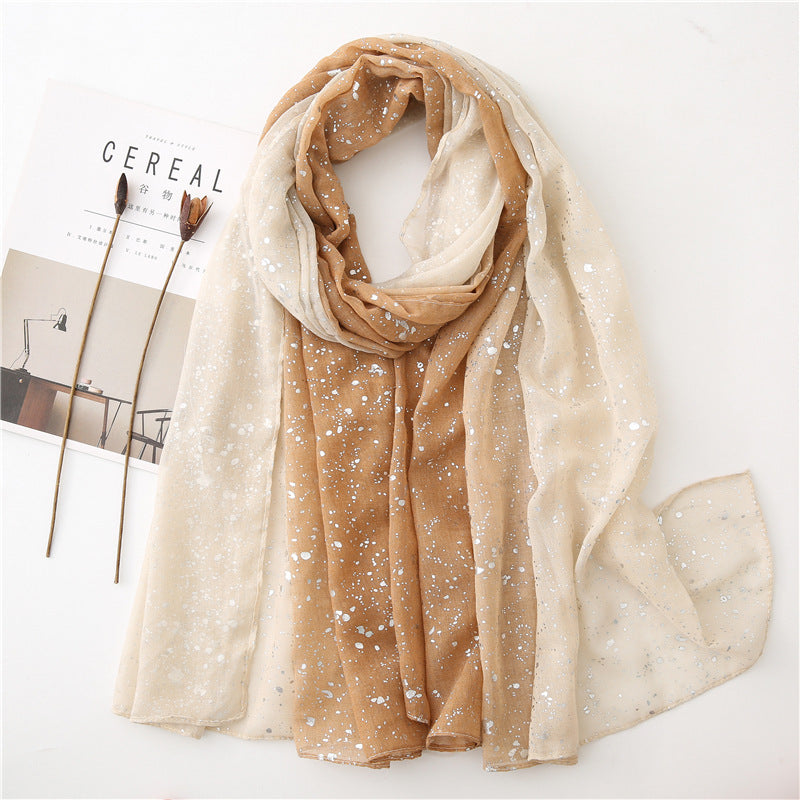 Hot Silver Gradient Personalized Scarf Thickened Warm Scarf Dual-use Shawl Camel M 180X90CM