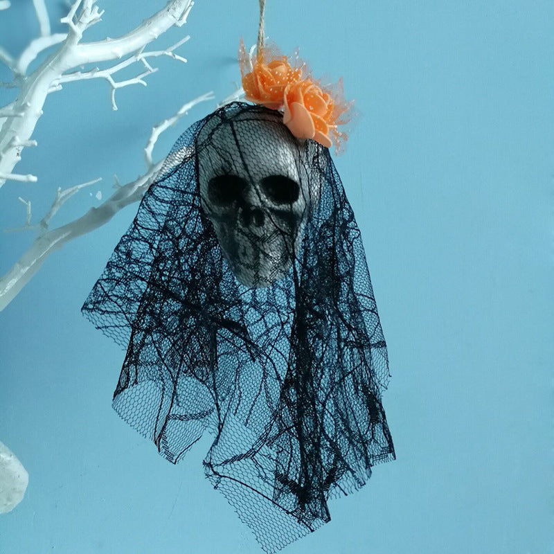 Halloween Skull Hanging Decor Orange flower