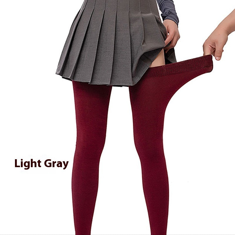 Autumn And Winter Plus Size Extended Cotton Over-the-knee Thigh Warm Socks Wine Red Free Size