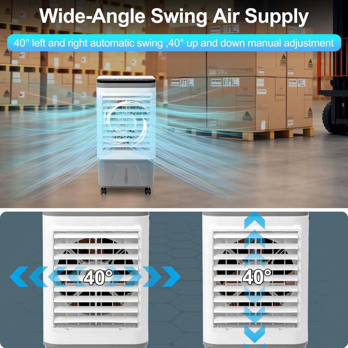 American Specification, Evaporative Air Cooler, Fan, Cooling And Humidification 3-in-1, 12-hour Timer