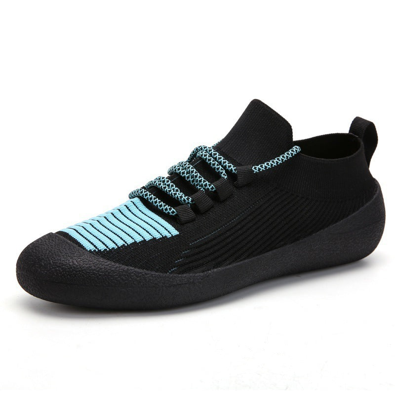 Outdoor Casual Men'S Shoes Round Toe Solid Color Casual Lace-Up Sneakers For Men Black blue