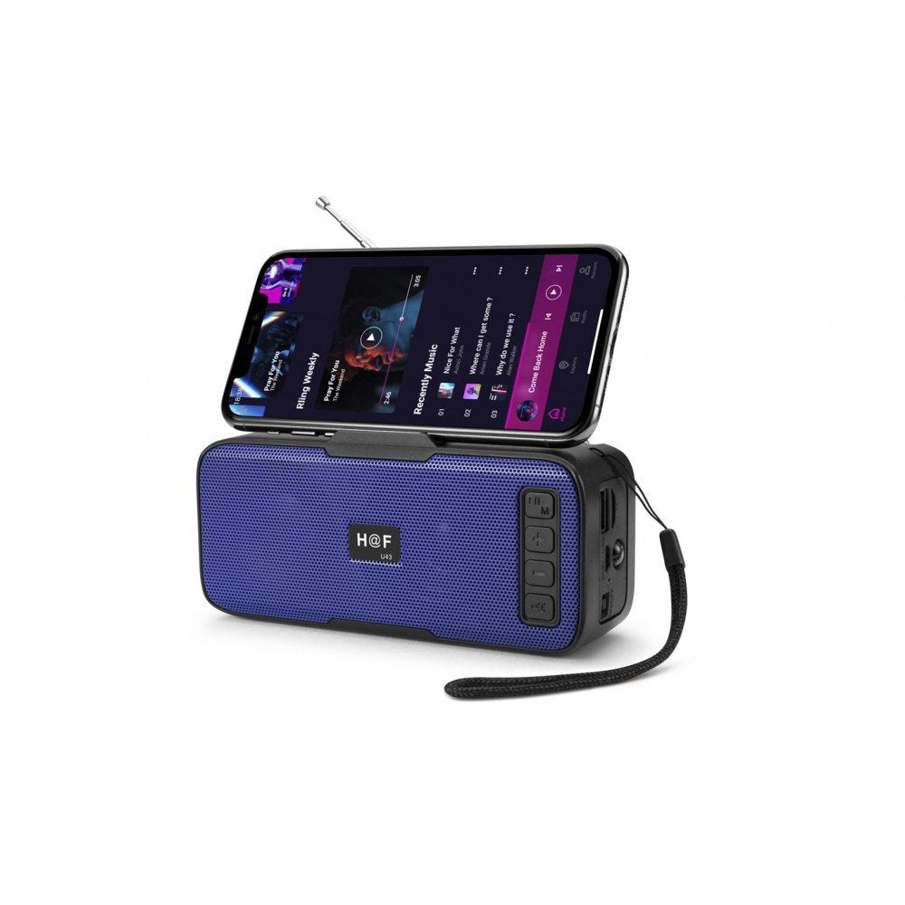 Solar Charge Energy Outdoor Light Portable Bluetooth Speaker HFU43 For Phone, Device, Music, USB Blue
