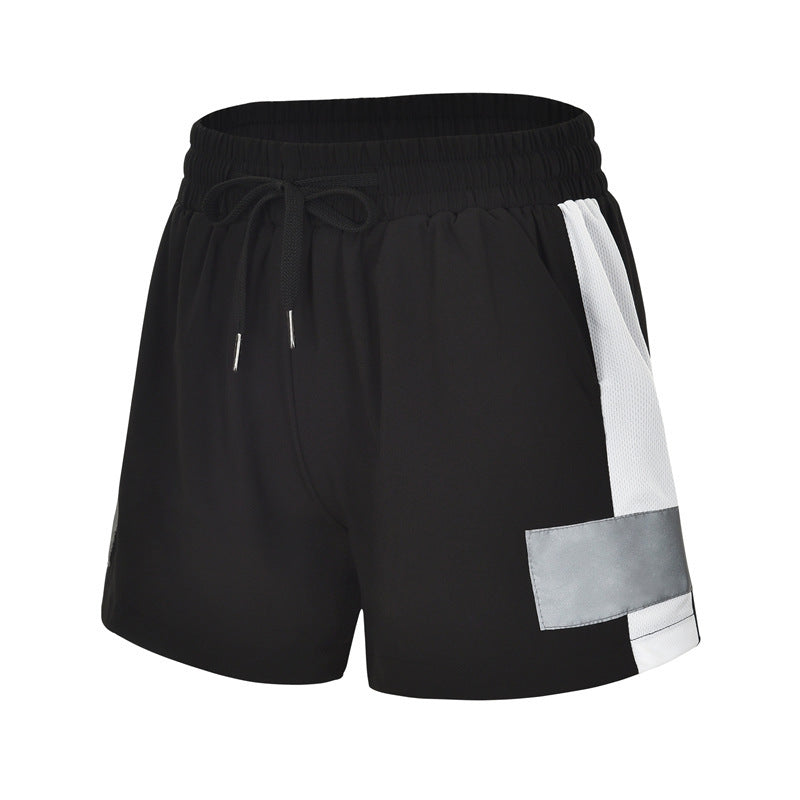 Summer Exercise Shorts Reflective Plus Size Yoga Fitness Quick-drying Running Pants Anti-exposure Black
