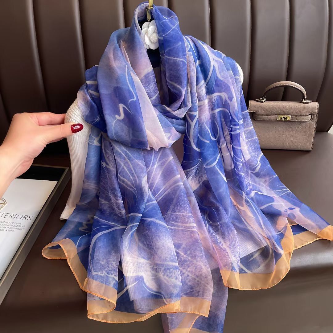 Silk All-matching Yousoft Scarf Long Elegant Scarf Lilac Purple 180CMto130CM