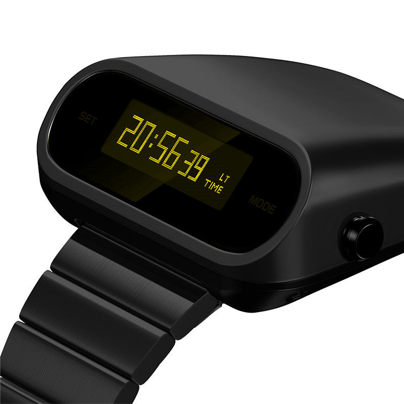 Simple Fashion Multifunction Electronic Watch Black Yellow Screen Crude Steel