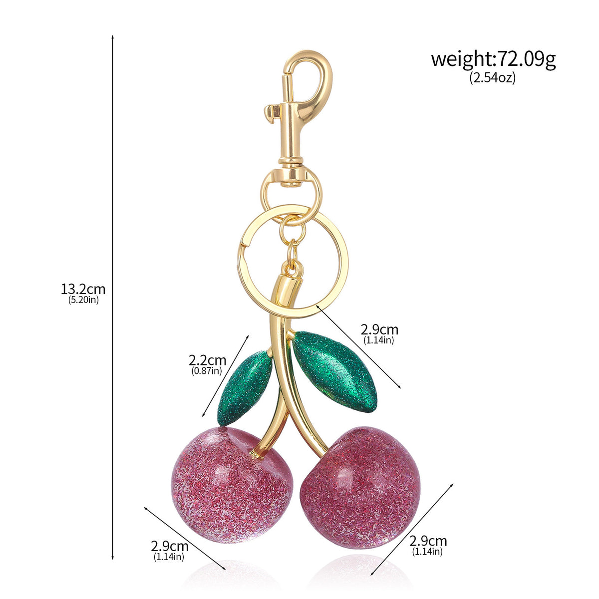 A Pair Of Red Cherry Crystal Bag Glitter Keychain K0087401 Independent Packaging