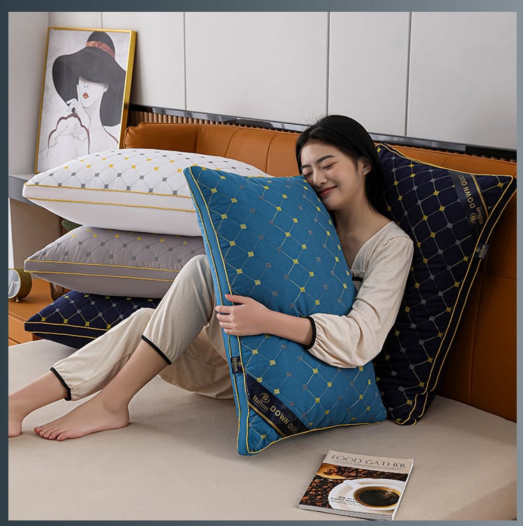 Hilton Hotel Feather Velvet High Rebound Pillow Pillow Core Household Adult Single Neck Pillow Fiber Pillow Core