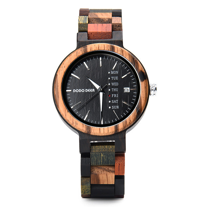 Wood Couple's European And American Style Calendar Watch A222 Women's