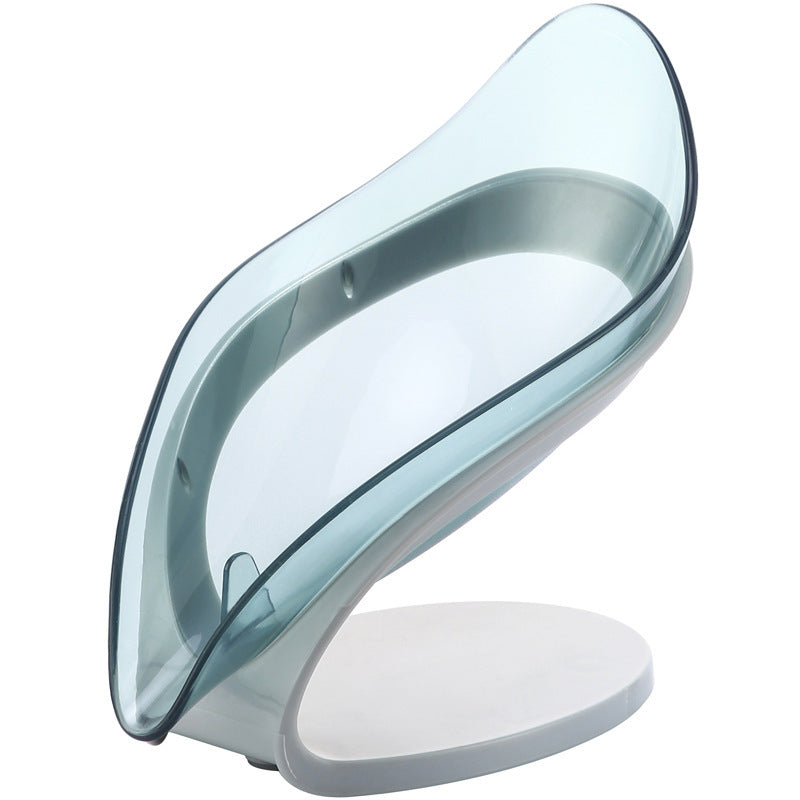 Bathroom Soap Holder Leaf Shape Soap Box Kitchen Dish Storage Box Non-slip Drain Soap Storage Case Container Bathroom Accessorie Blue