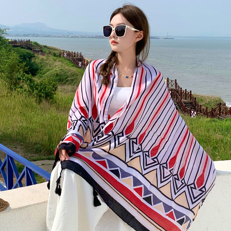 Women's Outer Scarf For Traveling In Western Sichuan Grassland Gypsy Lucky Symbol Default