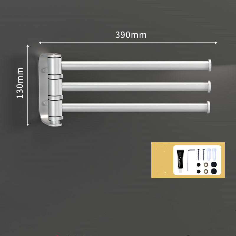 Rotating Towel Rack Free Punch Toilet Bathroom Sliver 3Rod