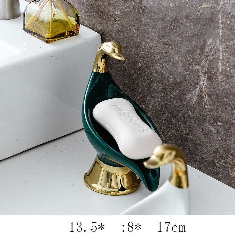 Soap Rack Creative Swan Household Non-playing Ceramic Rack Green