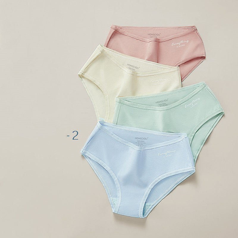 Ladies Mid Waist Underwear Women Pure Cotton 2 Style 4PCS