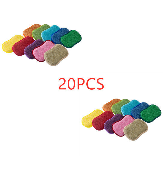 Double-Sided Kitchen Cleaning Magic Sponge Microfiber Non-Stick Kitchen Parts Washing Bowl And Pot Tools Picture color 20PCS