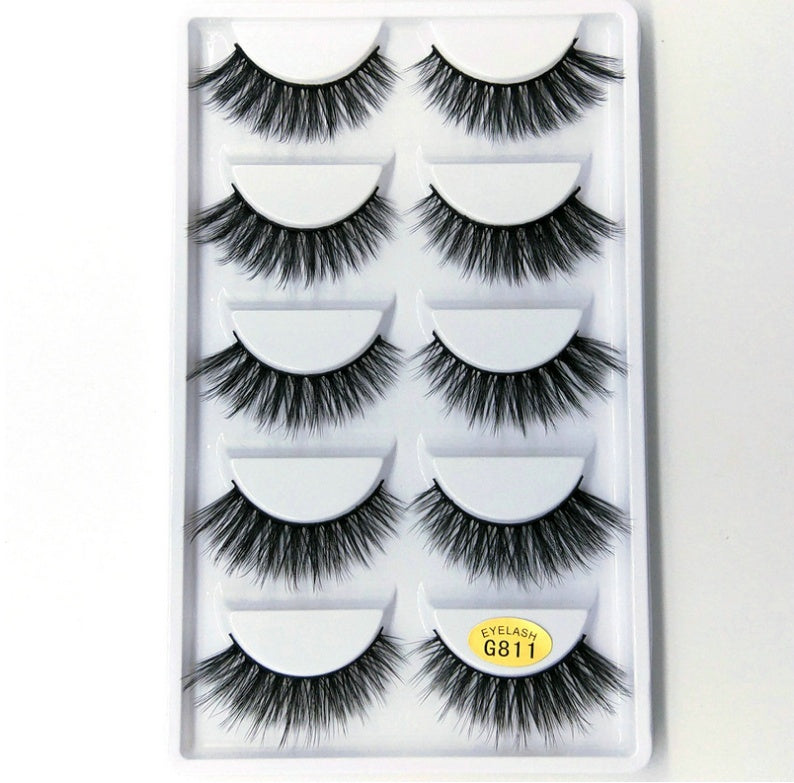 3D mink hair false eyelashes G811 (5 pairs)