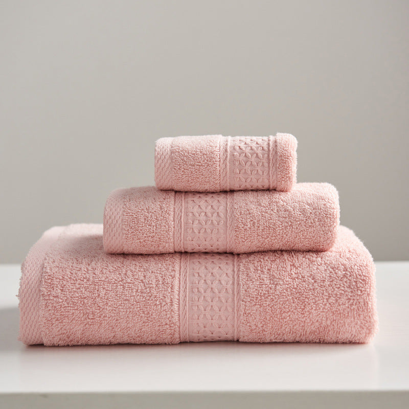 Minimalist Style Square Towel Towel Bath Towel Set Towel Pure Cotton Pink 3piece set