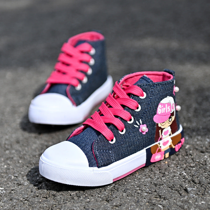 Children's Shoes Canvas Girls' Sneakers Dark Blue