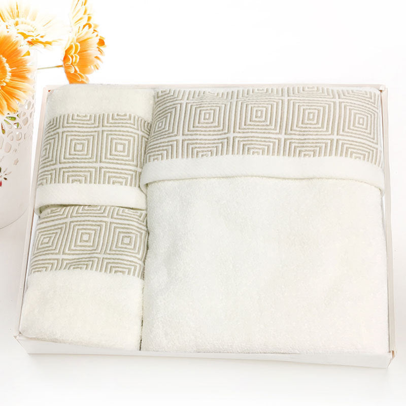 Cotton Three-piece Towel Veneer Cloth Thickened Hotel Bath Towel Embroidery Beige Siege 35X75cm And 70X140cm