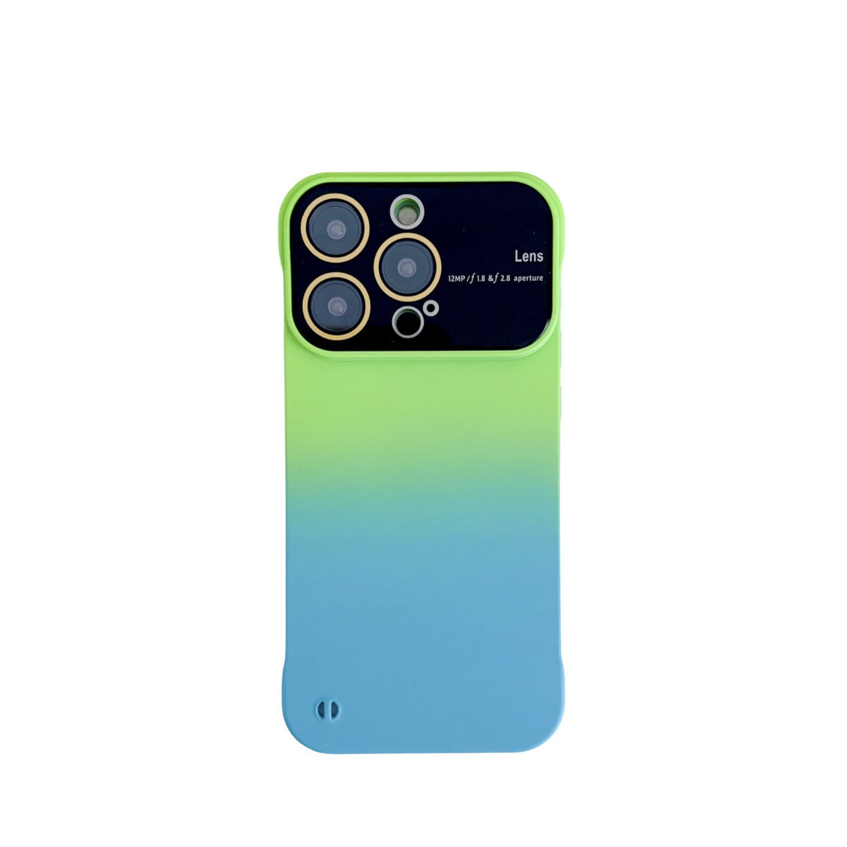 Phone Case Protective Frameless Large Window Hard Gradient Color Green And Blue