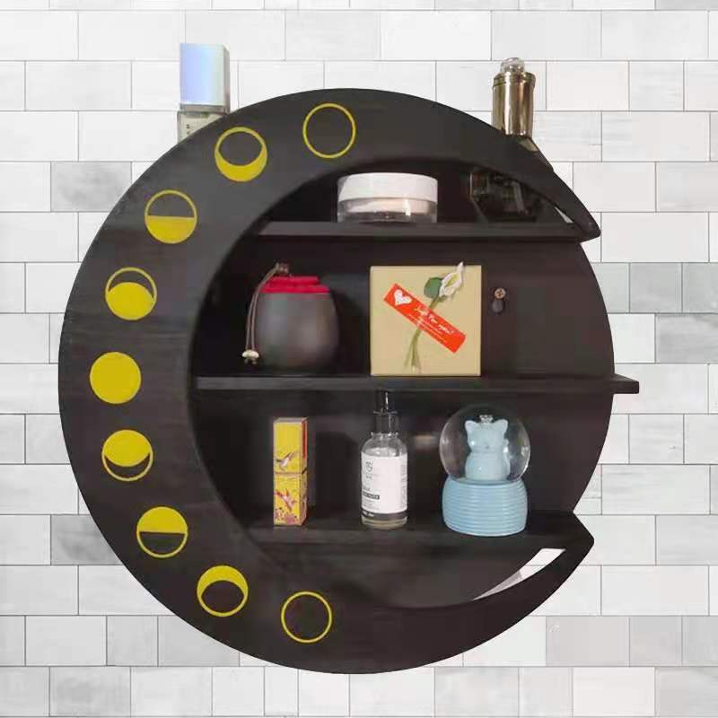 Wooden Wall Shelf Wall-mounted Burnt color