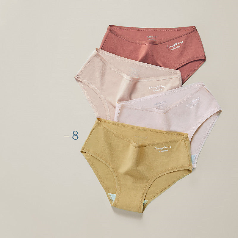 Ladies Mid Waist Underwear Women Pure Cotton 8 Style 4PCS